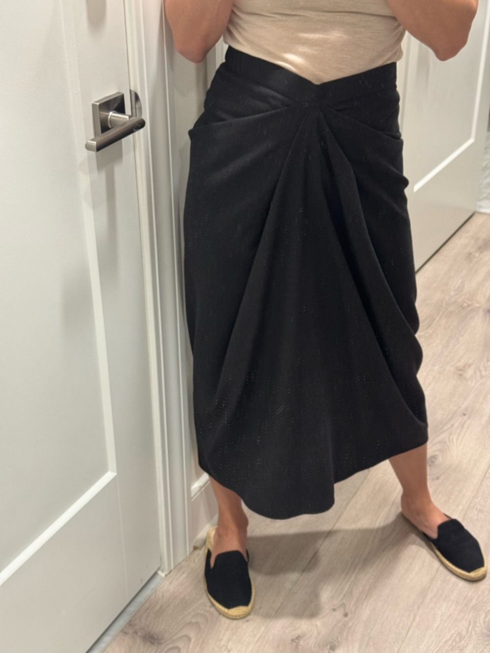 COS Charcoal Twist-Drape Midi Skirt